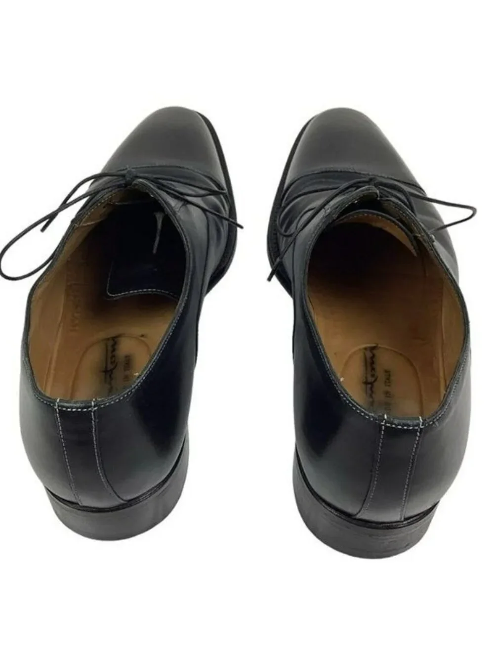 Santoni Darian Mens 9.5 D Cap Toe Oxford Leather Dress Shoe Black Style #751511